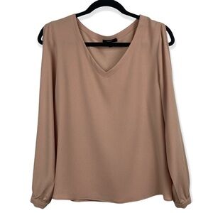 DREW Split Open Sleeve Blouse in Nude Blush